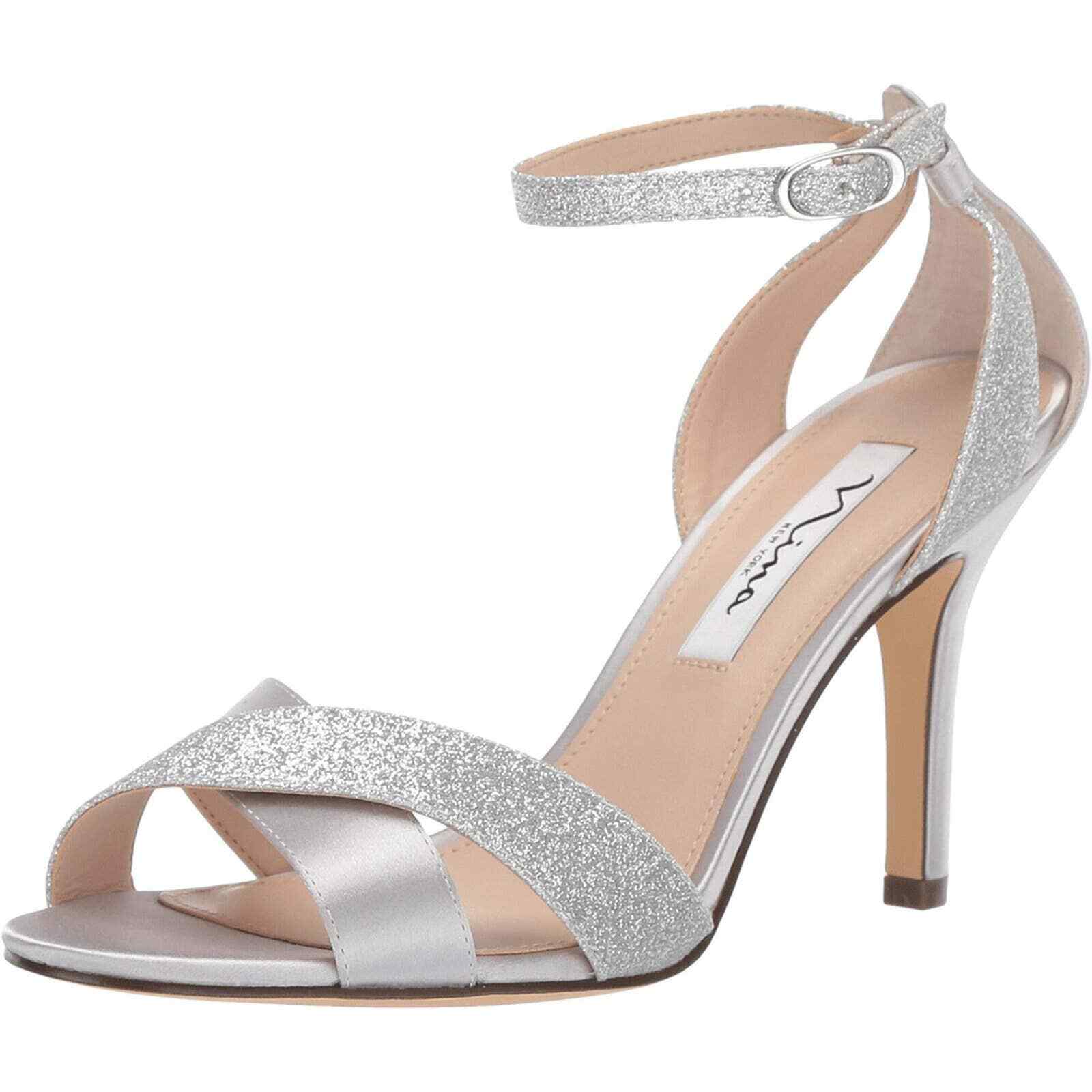 

Женские женские туфли Nina Venus New Silver Crystal Satin New Silver 38,5 евро США 8,5, Серебряный