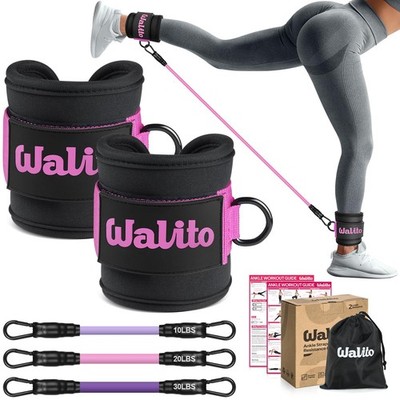 WALITO Ankle Resistance Bands with Cuffs, Bands, Black pink 