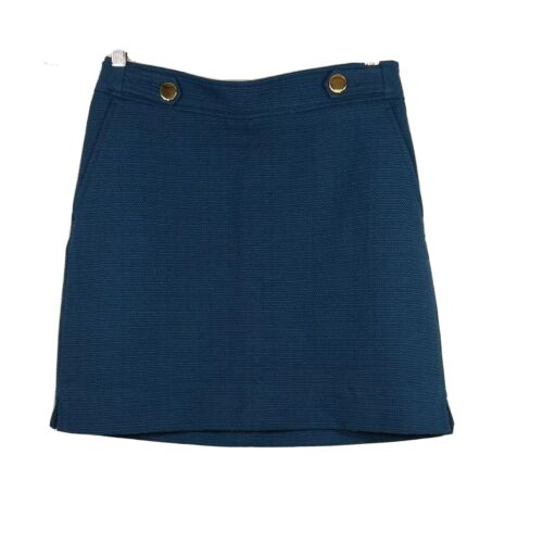 Ann Taylor Pencil Skirt Women Size 6P Textured Blue Pockets Fu...
