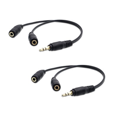 2-Pack Headphone Aux Splitter 3.5mm 2 Female to 1 Male Audio Splitter Stereo ...