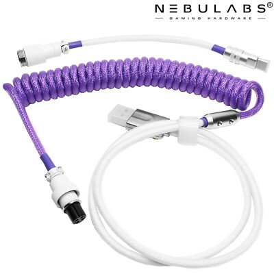 Custom Braided Coiled Aviator GX16 USB-C Mechanical PC Gaming Keyboard Cables