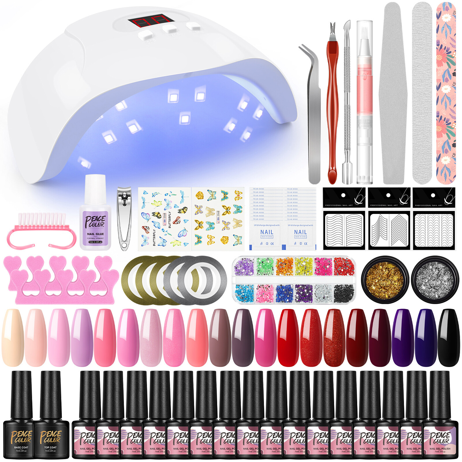 20 Colors Gel Nail Polish Kit With UV Nail Lamp Manicure Tools Nail Art Salon