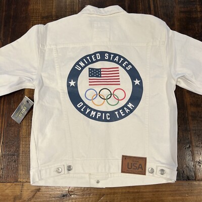 MENS Polo Ralph Lauren Olympic Opening Ceremony USA WHITE Denim Jacket Size XXL