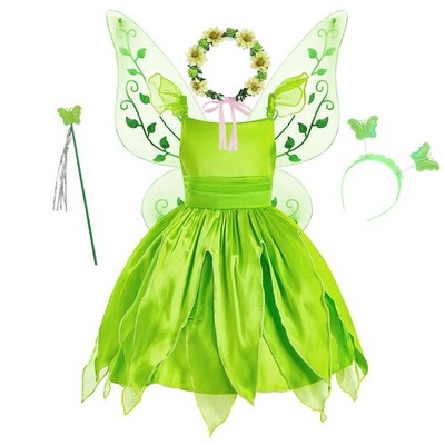 YOSICIL Abito verde Pixie Principessa Tiana Campanellino Bambini con Ali