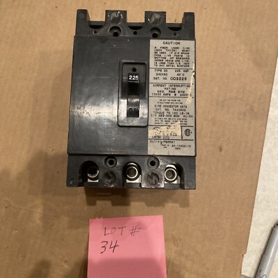 EATON CC3225 3 POLE 225 AMPS 240 V 10K AIC,  CIRCUIT BREAKER
