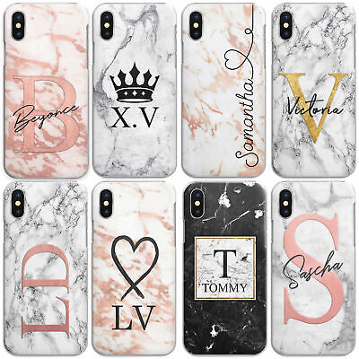 PERSONALISED INITIALS PHONE CASE;MARBLE HARD COVER FOR GOOGLE PIXEL 3 LG G7 Q6