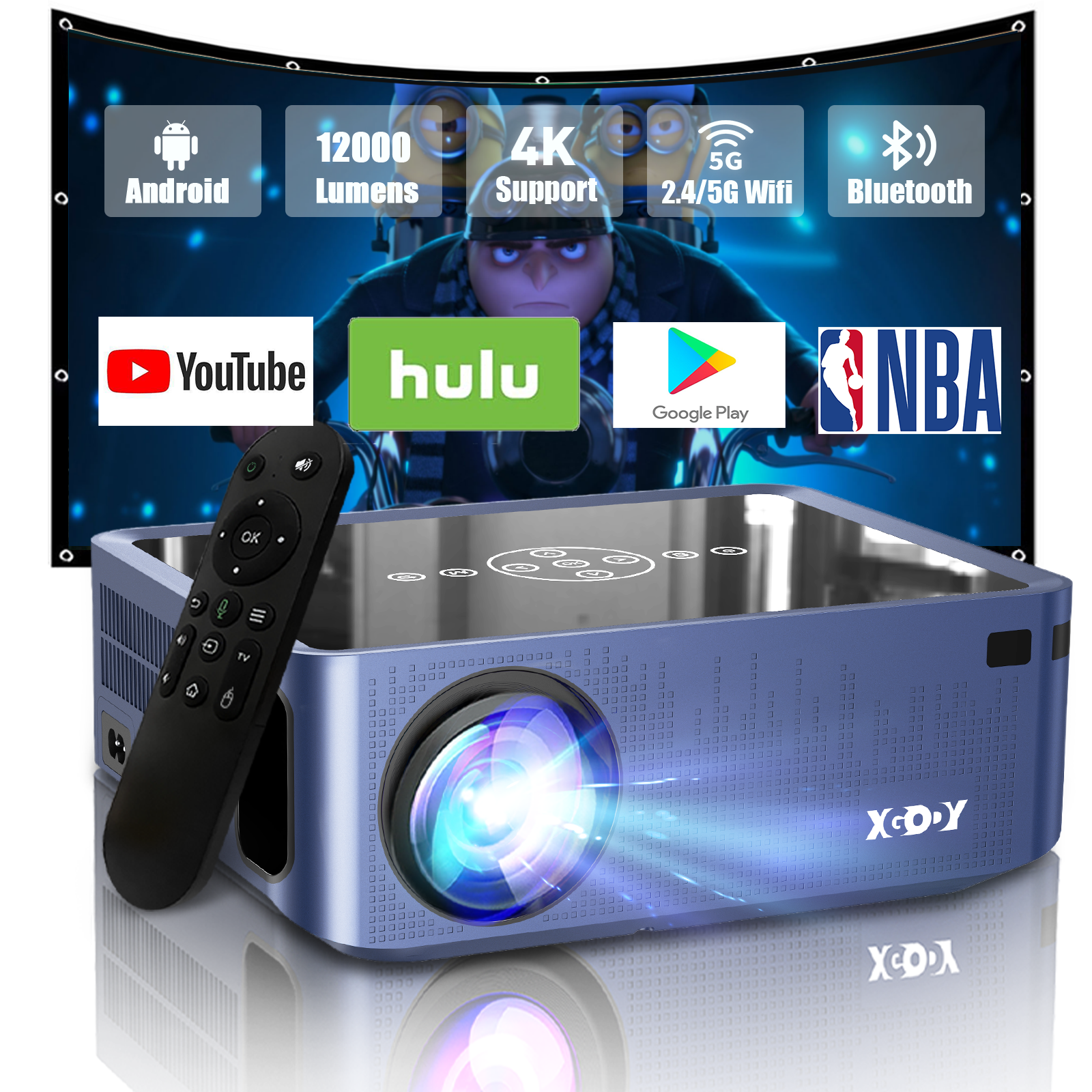 12000 Lumen 1080p Led 4k Video Home Theater Cinema Hdmi Usb