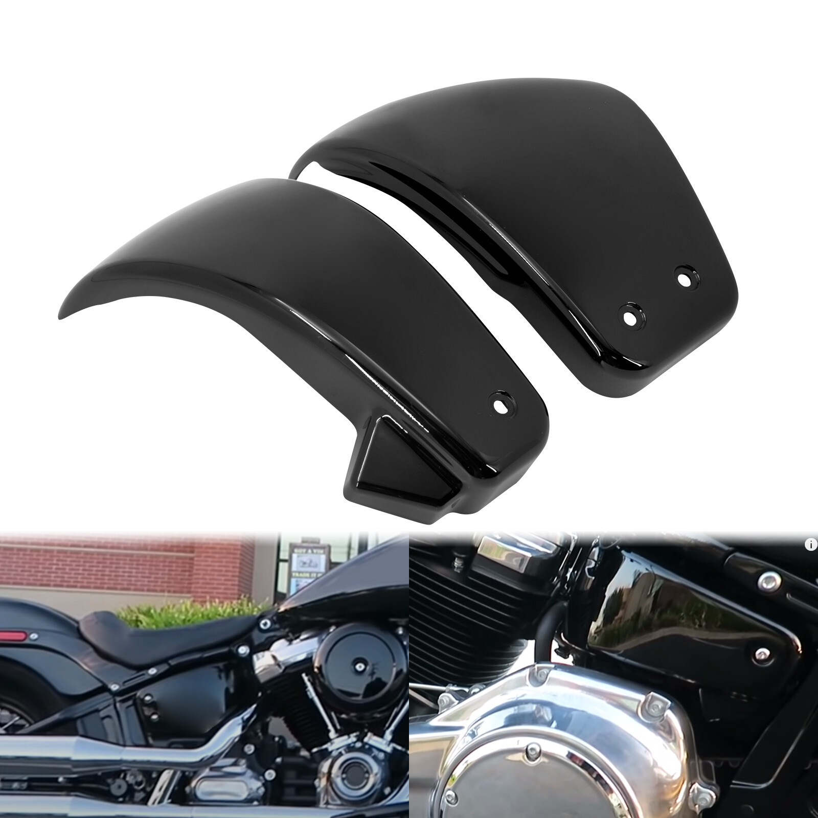Black Battery Side Fairing Covers Fit For Harley M8 Softail FXLRS FXBB 2018-23