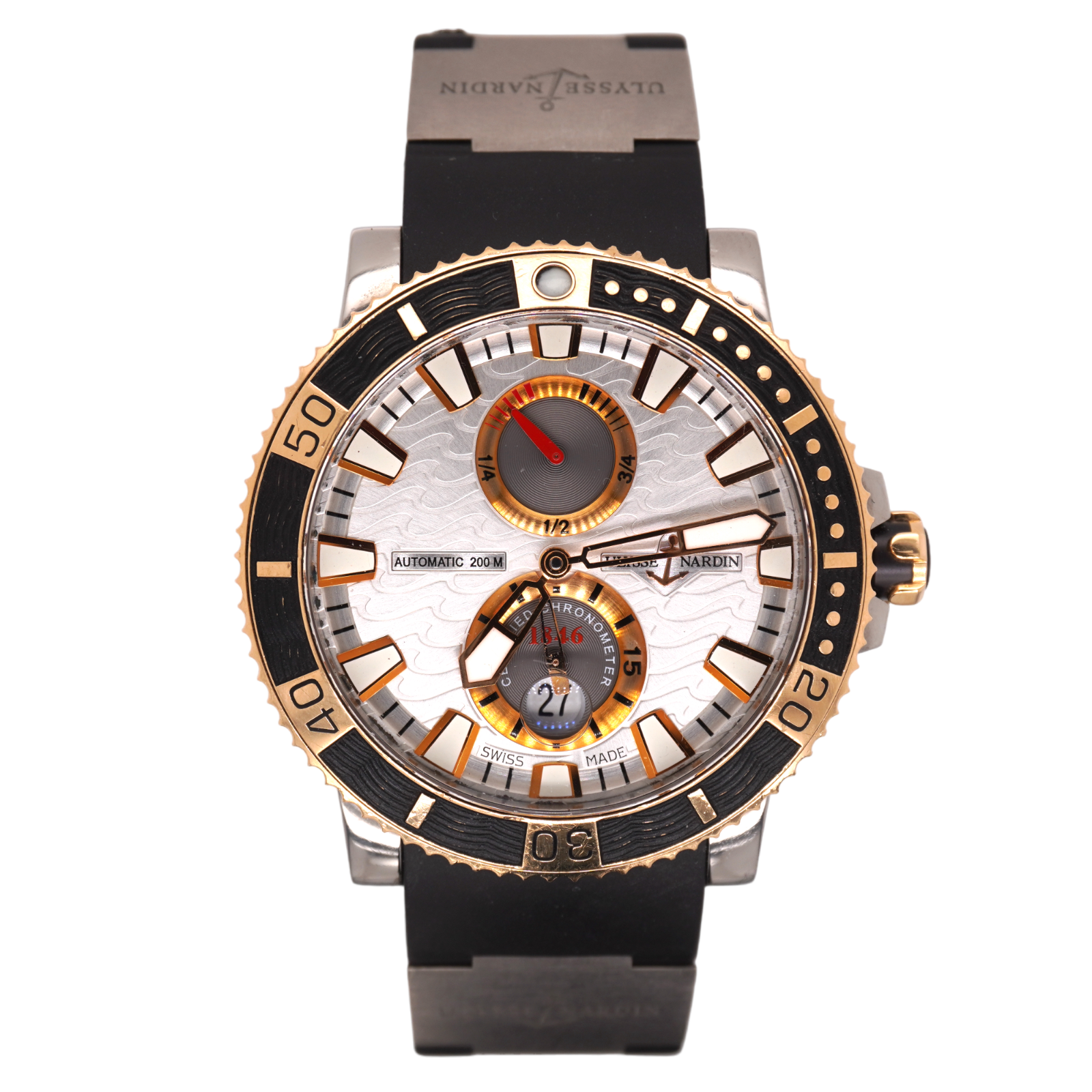Ulysse Nardin 45mm Silver Dial 18k Yellow Gold Stainless