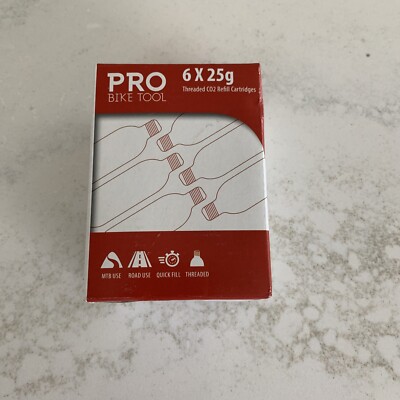 Pro Bike Tool CO2 Cartridges with Threaded Connection 6 x 25g Quick Air Refill