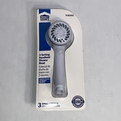 Handheld Shower White Finish 3 Spray Settings By AquaSource Project Source New