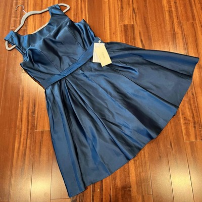 New NWT TS Couture Blue Teal Dress Cocktail Empire Waist Knee Length Size Large