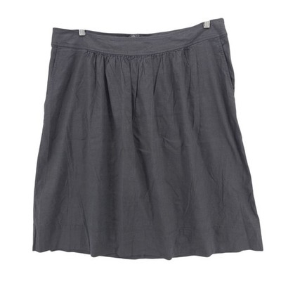 EILEEN FISHER Skirt Gray Linen Blend Stretch Gathered Front Size XL