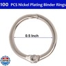 S SYDIEN Binder Rings 1/2 inch, Loose Leaf Binder Rings 100 Pack, Nickel Plated Steel Binders Ring for Paper, Metal Index Card Ring for School Office