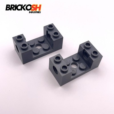 LEGO x2 18975 Technic Brick 2x4x1 1/3 Pin Holes and 2x2 Cutout Dark Bluish Gray