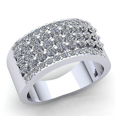 Pre-owned Jewelwesell Real 1.5carat Round Cut Diamond Womens 5-row Wedding Band Ring Solid 10k Gold In Jk