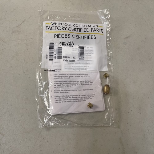 OEM Whirlpool Roper Dryer Liquid Propane LP Gas Conversion Kit 49572A