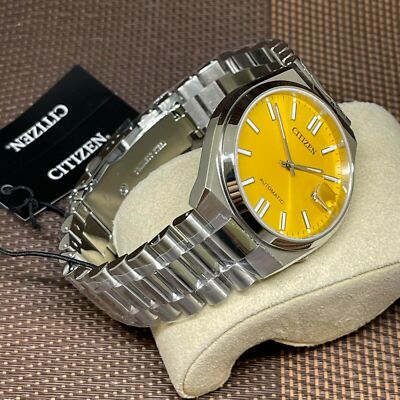 Pre-owned Citizen Nj0150-81z Automatic Stainless Steel Yellow Analog Men's Dress Watch