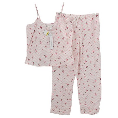 NWT BEDHEAD Cami PJ Pant Set Josephine Floral Stripe 100% Organic Cotton MEDIUM