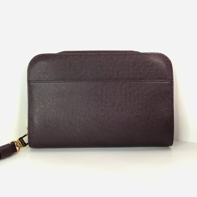 Authentic Louis Vuitton Taiga Baikal Purple/Brown Clutch Hand Bag Purse