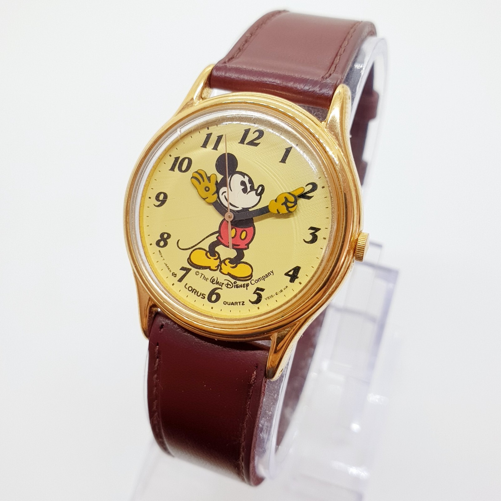 レトロ♪ Lorus ミッキーマウス 腕時計 ゴールド レア＆レトロ、ベルト交換済】90年代 LORUS ミッキーマウス