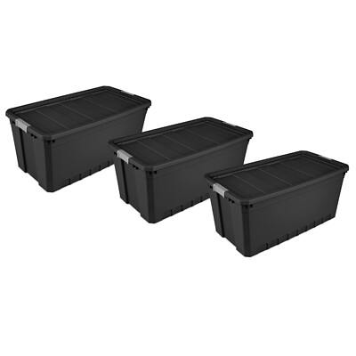3 Pack 50 Gal Storage Stacker Tote Container Plastic Large Bin Box Organizer