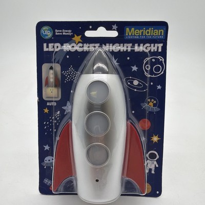 New & Sealed Meridian Auto LED Rocket Night Light Space Ship Kids Room Decor