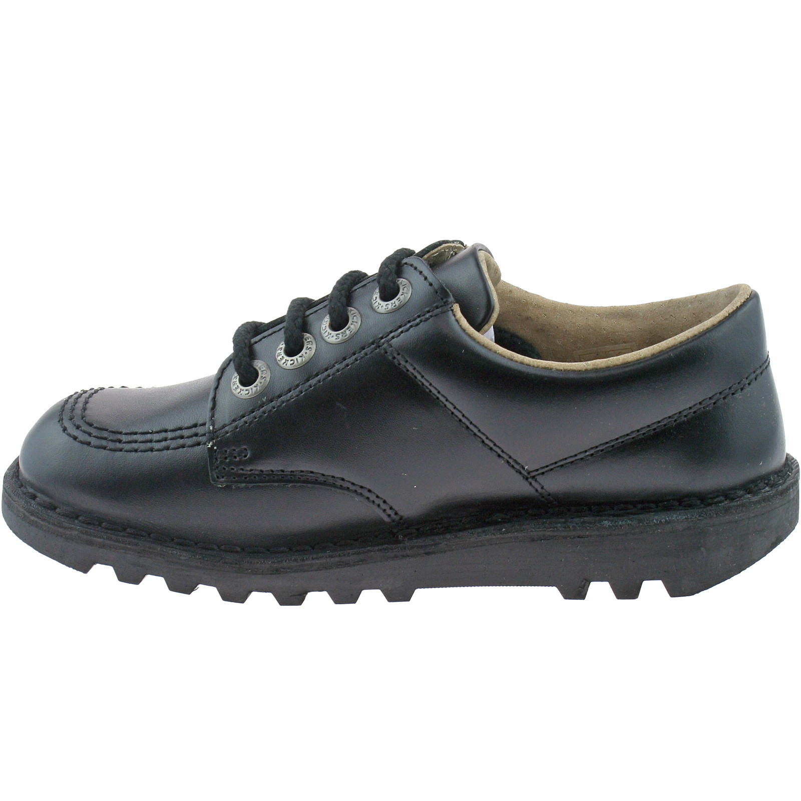 BOYS KICKERS BLACK SCHOOL SHOES SIZE UK 12.5 2.5 LEATHER