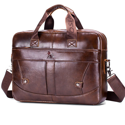 Herren Aktentasche Echt Leder Arbeitstasche Schultertasche Groß Business Tasche