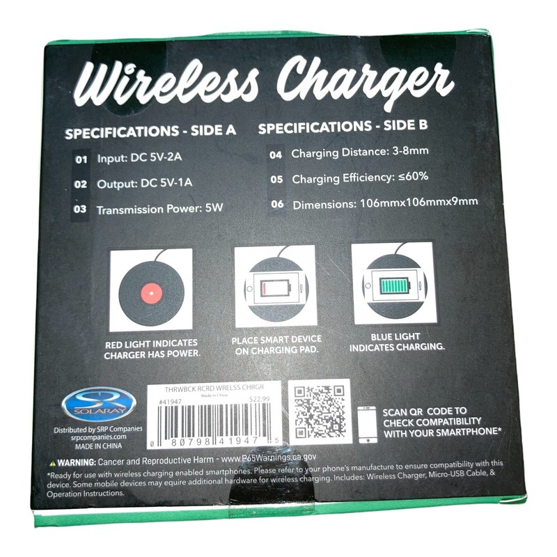CHARGER Wireless Turntable Record Player Style and Look For Smart Phones Solaray