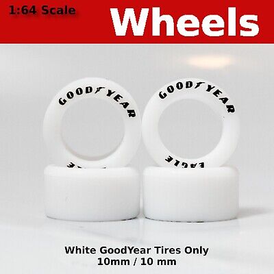 GoodYear 10/10mm White rubber tire set. for Hot Wheels
