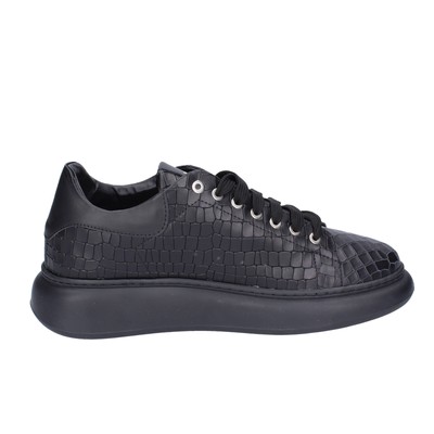 Pre-owned Baldinini Herren Schuhe  45 Eu Sneakers Schwarz Leder Bf332-45