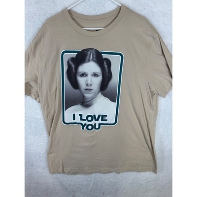 Star Wars Princess Leia I Love You Graphic T Shirt Beige Movie Tee