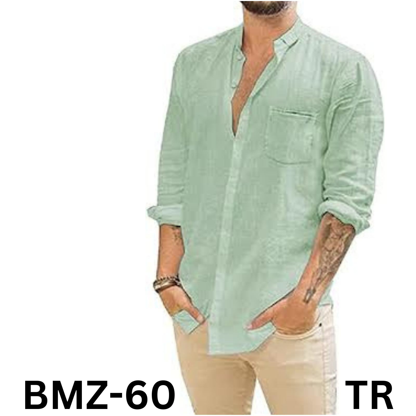 JEKAOYI Mens Casual Long Sleeve Cotton Linen Buttons Down Solid Plain Shirts, XL