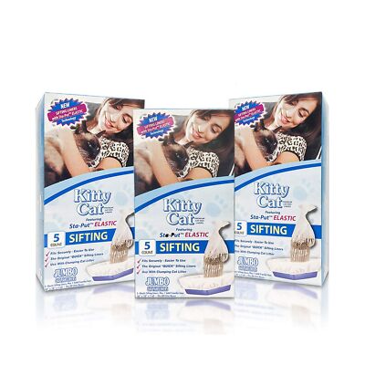 Alfapet Kitty Cat Pan Disposable, Elastic Sifting Liners- 5-Pack + 1 Solid Tr...