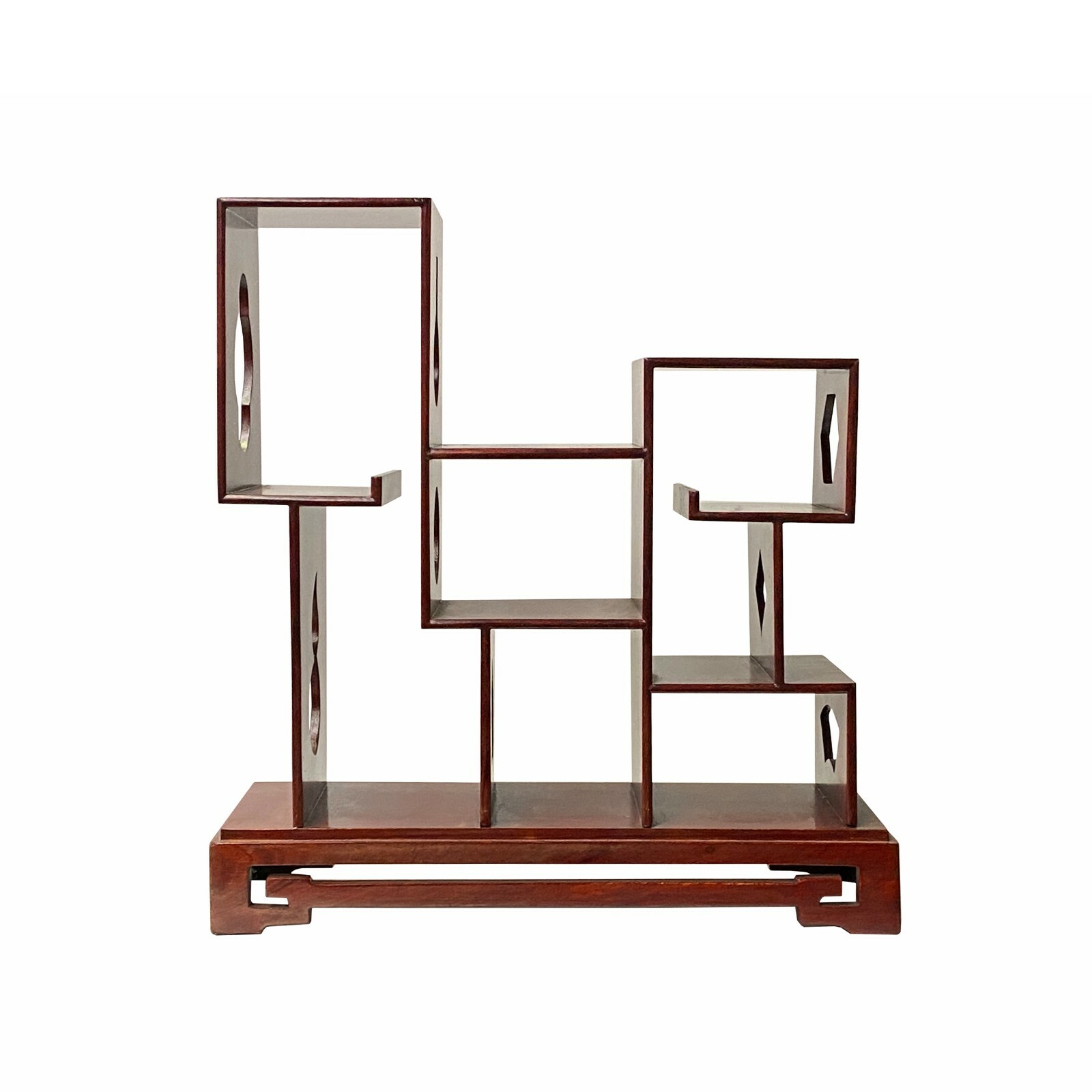 Chinese Brown Mahogany Rectangular Small Curio Display Stand ws1752S Chinese Brown Mahogany Rectangular Small Curio Display Stand ws1752S