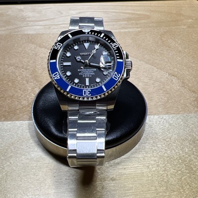 Seiko Sub Style Mod Custom Dive Watch  Batman   Black/Blue Bezel 40mm Case