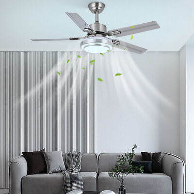 52 inch LED Indoor/Outdoor Stainless Ceiling Fan with Light Kit w/Remote Control