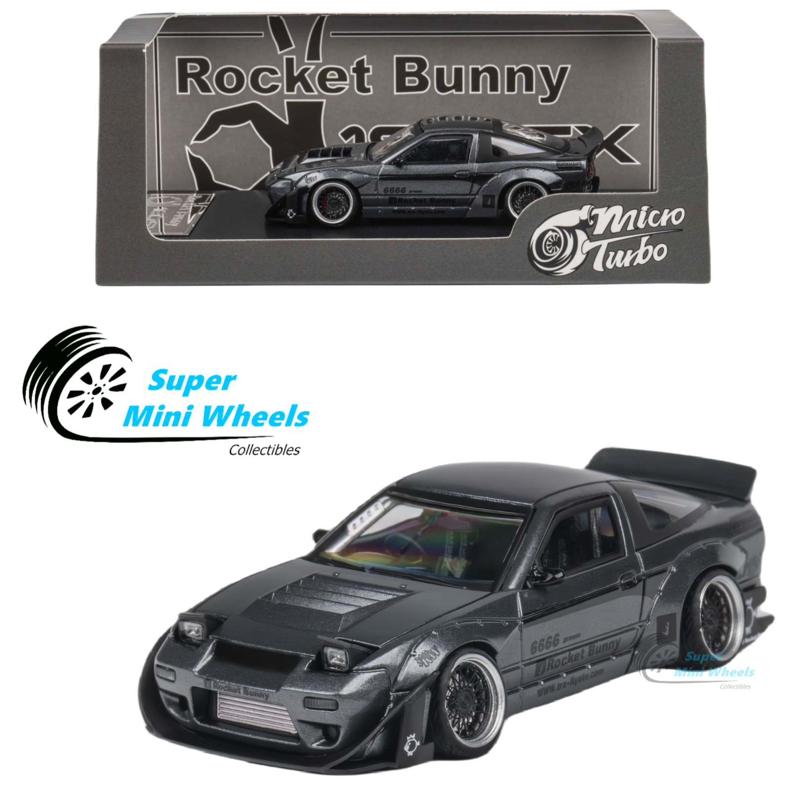 MicroTurbo Custom 180SX Pandem Rocket Bunny Baby Blue 1:64