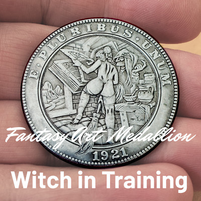 Witch in Training Fantasy Art Medallion -  1.5'' with Capsule & Stand