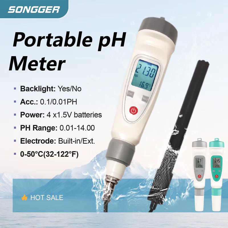 Portable Digital pH Meter 0.01 Accuracy Pen Type Water Quality Tester with Elect