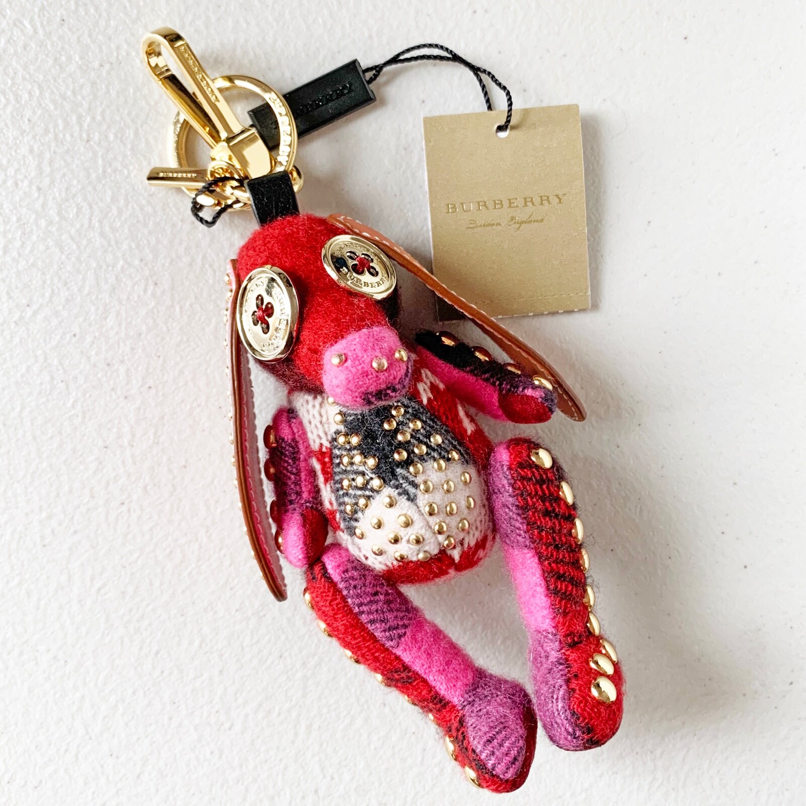 $395 Burberry Sandra Basset Hound Dog Studded Bag Charm