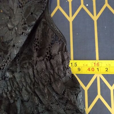 Fashion Bug Shirt 2X Vintage Black Lace Y2K Cami Scalloped Hem Whimsey Goth 00s