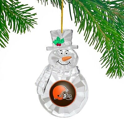 Cleveland Browns Football Team NFL Traditional Snowman Christmas Tree Ornament