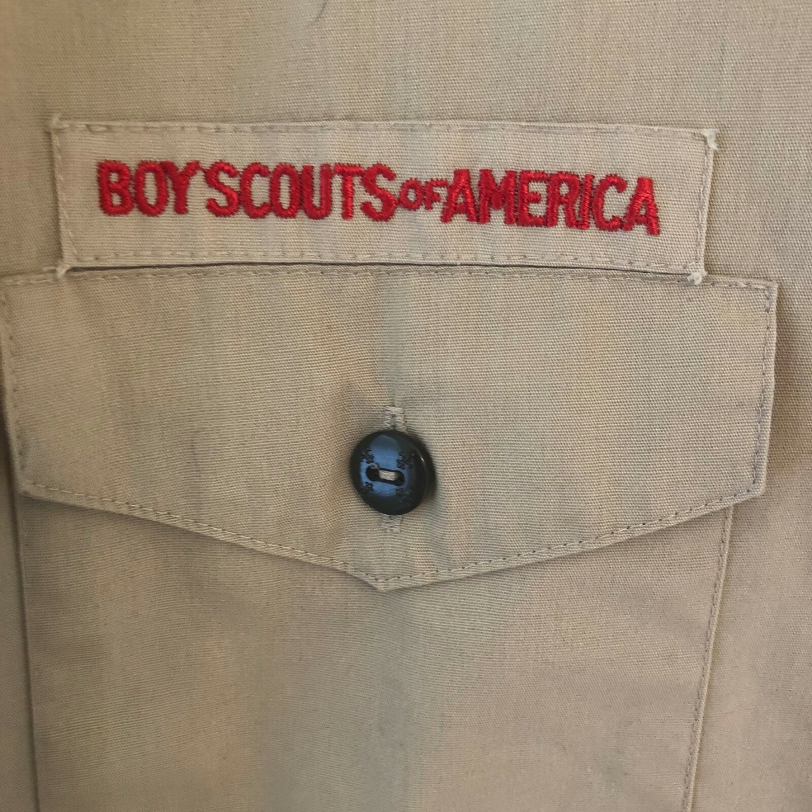 Boy Scouts Of America Official Mens Medium Uniform Shirt Short Sleeve Tan