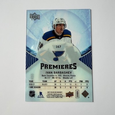 Verso de 2017 Upper Deck Ice #167 Ivan Barbashev RC Ice Premieres 431/499