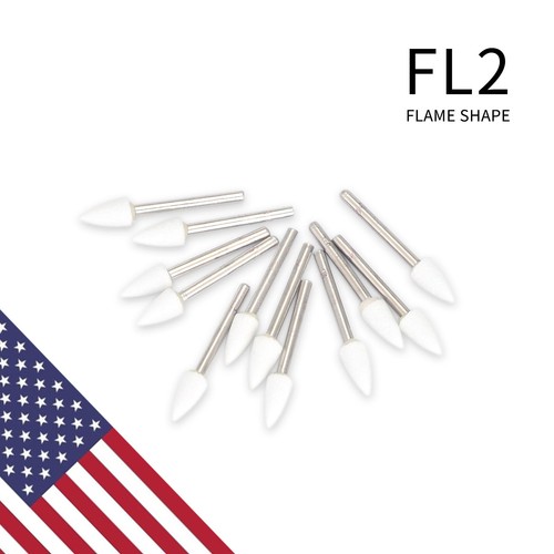 12pcs/pack Dental White Stone Porcelain Resin Handpiece Polishing Burs FL2