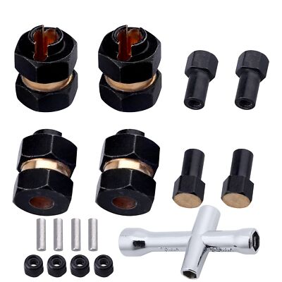4 Pieces Brass Extended Wheel Hubs 7 mm Hex Spacers for Axial SCX24 1/24 RC Craw