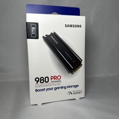 SAMSUNG 980 PRO SSD with Heatsink 1TB PCIe Gen 4 NVMe M.2 - Brand New!