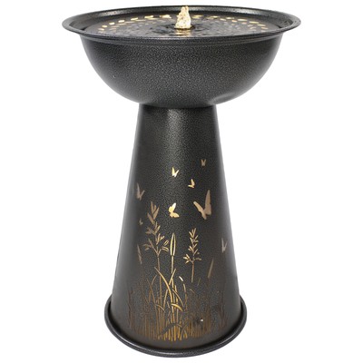 Butterfly Bliss Galvanized Iron Outdoor Fountain with LEDs by Sunnydaze